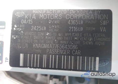 2015 Kia Optima Lx z USA, uszkodzony, nr VIN KNAGM4A77F5643086